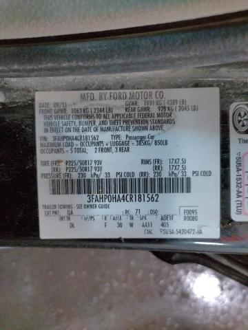 Photo 9 VIN: 3FAHP0HA4CR181562 - FORD FUSION SE 