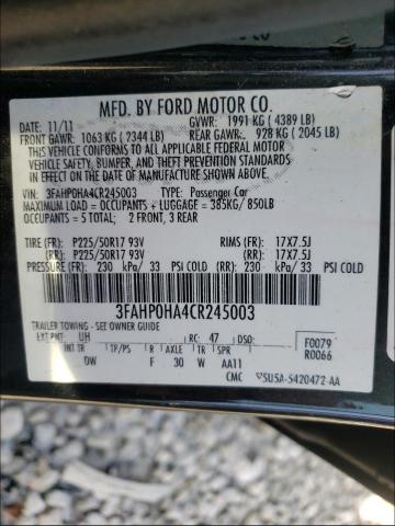 Photo 9 VIN: 3FAHP0HA4CR245003 - FORD FUSION SE 