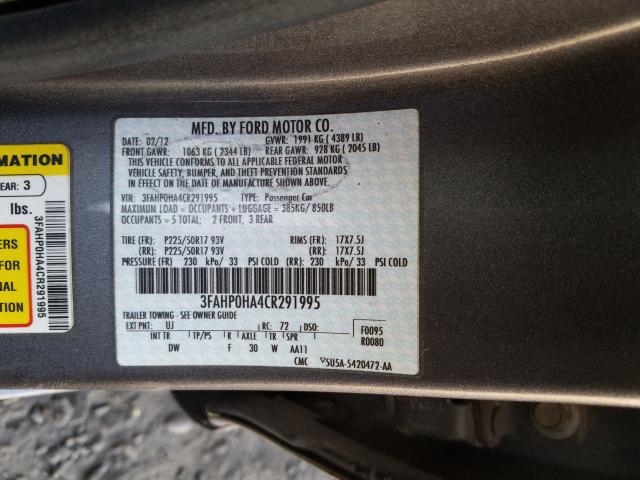 Photo 9 VIN: 3FAHP0HA4CR291995 - FORD FUSION SE 