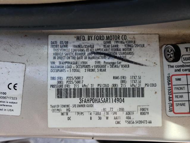 Photo 9 VIN: 3FAHP0HA5AR114904 - FORD FUSION SE 