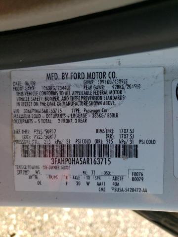 Photo 9 VIN: 3FAHP0HA5AR163715 - FORD FUSION SE 