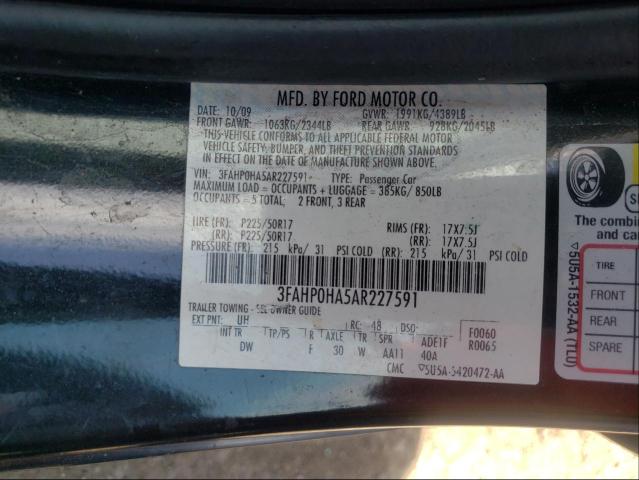 Photo 9 VIN: 3FAHP0HA5AR227591 - FORD FUSION SE 