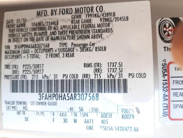 Photo 9 VIN: 3FAHP0HA5AR307568 - FORD FUSION SE 