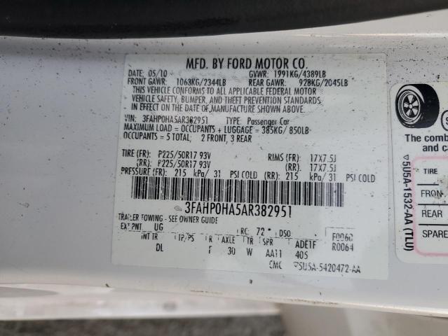 Photo 12 VIN: 3FAHP0HA5AR382951 - FORD FUSION SE 