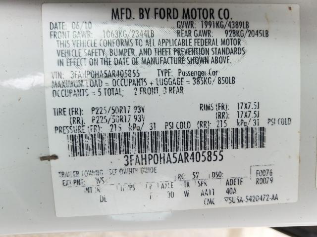 Photo 9 VIN: 3FAHP0HA5AR405855 - FORD FUSION SE 