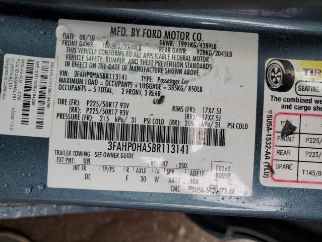 Photo 12 VIN: 3FAHP0HA5BR113141 - FORD FUSION SE 