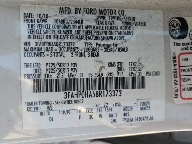 Photo 11 VIN: 3FAHP0HA5BR173372 - FORD FUSION 