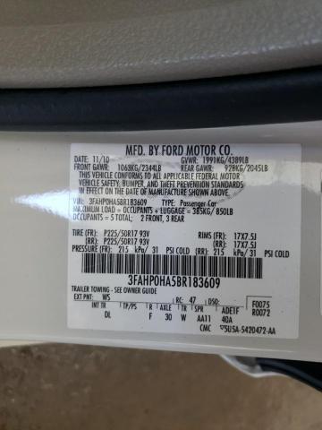 Photo 11 VIN: 3FAHP0HA5BR183609 - FORD FUSION 