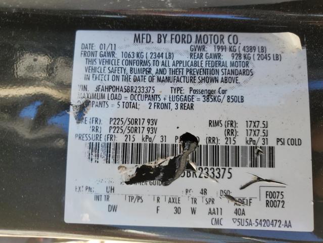 Photo 11 VIN: 3FAHP0HA5BR233375 - FORD FUSION SE 