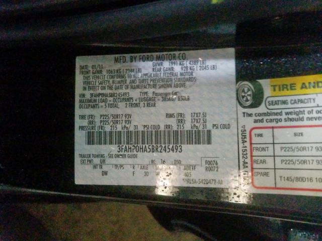 Photo 9 VIN: 3FAHP0HA5BR245493 - FORD FUSION SE 