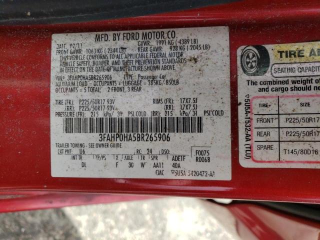 Photo 11 VIN: 3FAHP0HA5BR265906 - FORD FUSION SE 