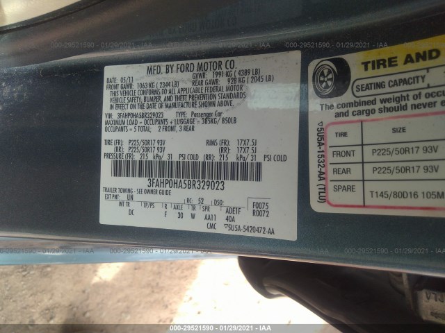 Photo 8 VIN: 3FAHP0HA5BR329023 - FORD FUSION 