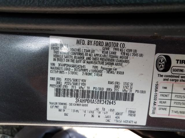 Photo 9 VIN: 3FAHP0HA5BR342645 - FORD FUSION SE 