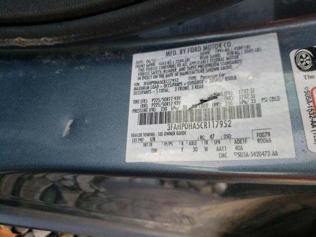 Photo 9 VIN: 3FAHP0HA5CR117952 - FORD FUSION SE 