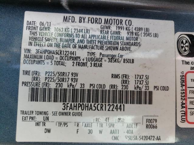 Photo 9 VIN: 3FAHP0HA5CR122441 - FORD FUSION SE 