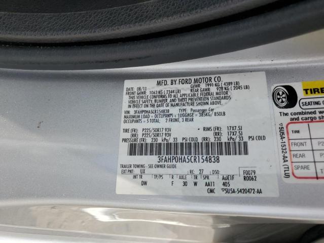 Photo 11 VIN: 3FAHP0HA5CR154838 - FORD FUSION SE 