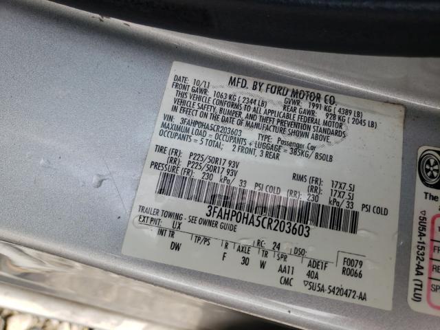 Photo 9 VIN: 3FAHP0HA5CR203603 - FORD FUSION SE 