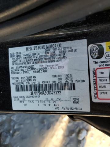 Photo 12 VIN: 3FAHP0HA5CR326222 - FORD FUSION SE 