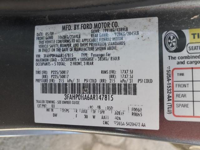 Photo 9 VIN: 3FAHP0HA6AR147815 - FORD FUSION SE 