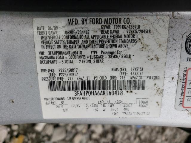 Photo 9 VIN: 3FAHP0HA6AR160418 - FORD FUSION 