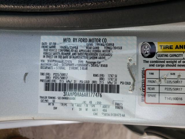 Photo 9 VIN: 3FAHP0HA6AR177476 - FORD FUSION SE 