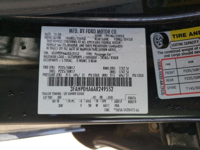 Photo 9 VIN: 3FAHP0HA6AR249552 - FORD FUSION SE 