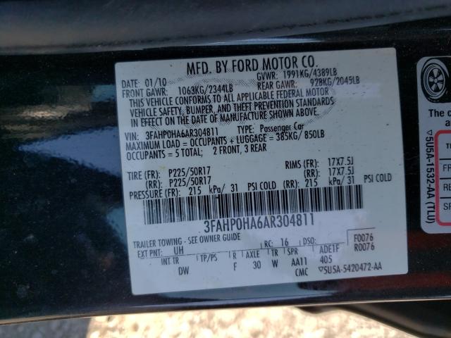 Photo 9 VIN: 3FAHP0HA6AR304811 - FORD FUSION SE 