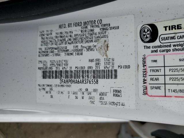 Photo 11 VIN: 3FAHP0HA6AR376558 - FORD FUSION SE 