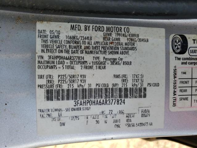 Photo 9 VIN: 3FAHP0HA6AR377824 - FORD FUSION SE 