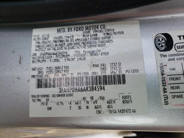 Photo 11 VIN: 3FAHP0HA6AR384594 - FORD FUSION 