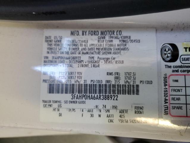 Photo 12 VIN: 3FAHP0HA6AR388922 - FORD FUSION SE 