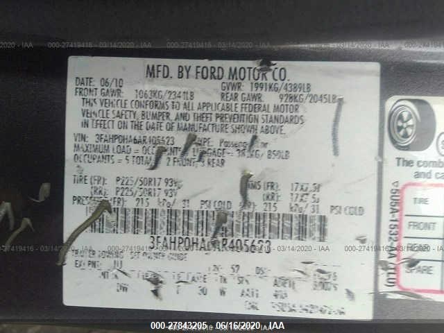 Photo 8 VIN: 3FAHP0HA6AR405623 - FORD FUSION 