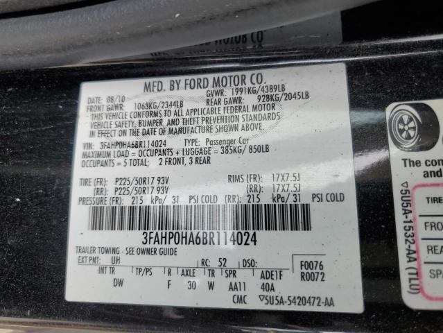 Photo 11 VIN: 3FAHP0HA6BR114024 - FORD FUSION 