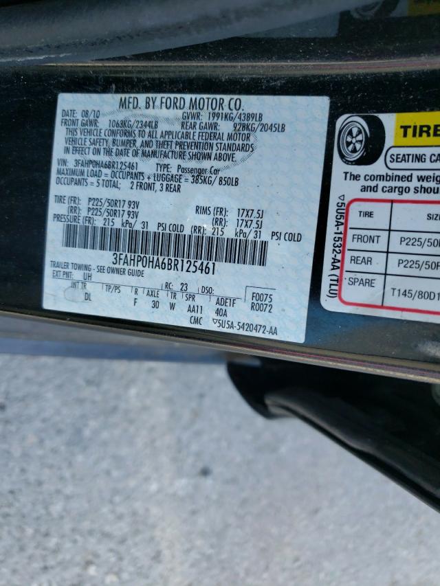 Photo 9 VIN: 3FAHP0HA6BR125461 - FORD FUSION SE 