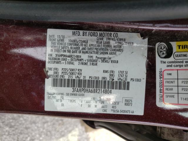 Photo 9 VIN: 3FAHP0HA6BR214804 - FORD FUSION SE 