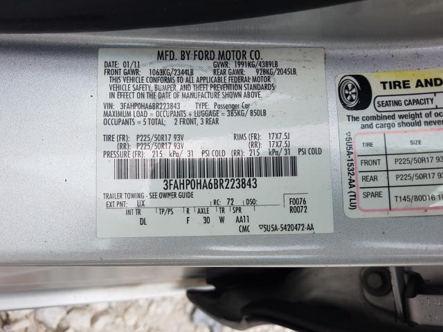 Photo 9 VIN: 3FAHP0HA6BR223843 - FORD FUSION SE 