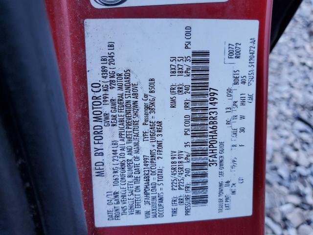 Photo 11 VIN: 3FAHP0HA6BR314997 - FORD FUSION SE 