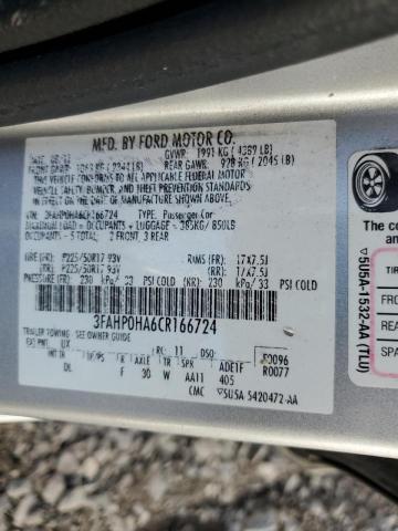 Photo 11 VIN: 3FAHP0HA6CR166724 - FORD FUSION SE 