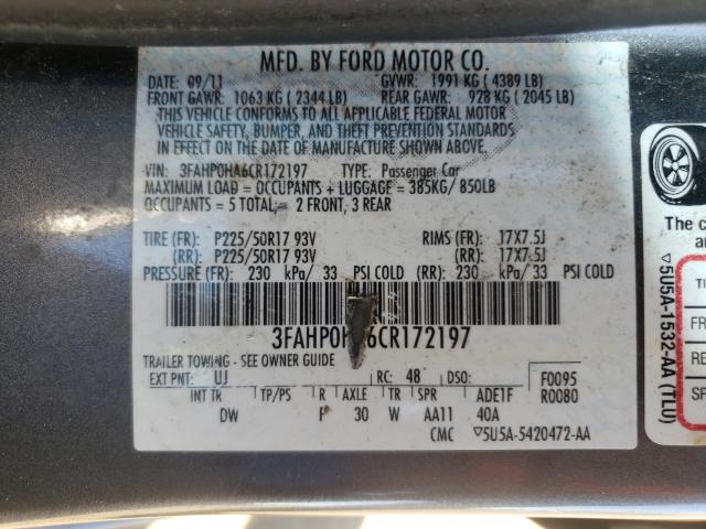 Photo 9 VIN: 3FAHP0HA6CR172197 - FORD FUSION SE 