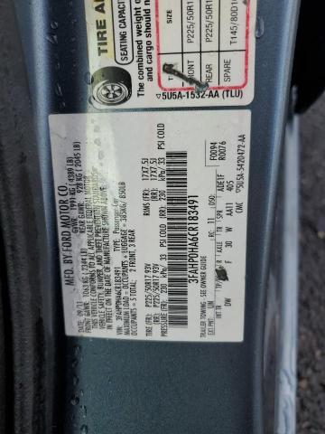 Photo 11 VIN: 3FAHP0HA6CR183491 - FORD FUSION SE 