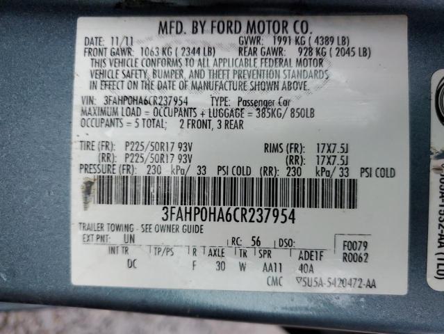 Photo 11 VIN: 3FAHP0HA6CR237954 - FORD FUSION 