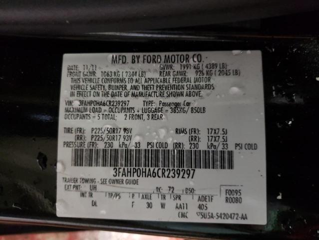 Photo 9 VIN: 3FAHP0HA6CR239297 - FORD FUSION SE 