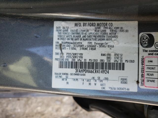 Photo 9 VIN: 3FAHP0HA6CR414924 - FORD FUSION SE 