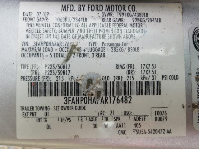 Photo 9 VIN: 3FAHP0HA7AR176482 - FORD FUSION SE 