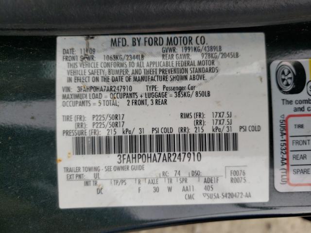 Photo 9 VIN: 3FAHP0HA7AR247910 - FORD FUSION SE 