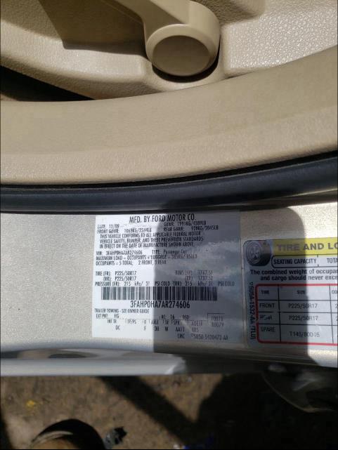 Photo 9 VIN: 3FAHP0HA7AR274606 - FORD FUSION SE 