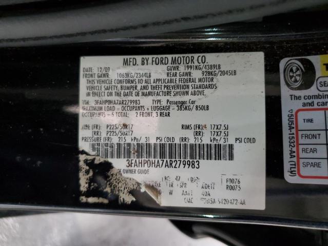 Photo 11 VIN: 3FAHP0HA7AR279983 - FORD FUSION SE 