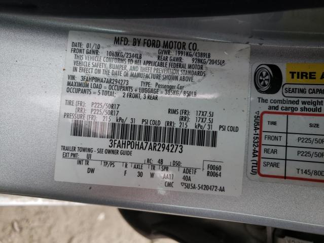 Photo 9 VIN: 3FAHP0HA7AR294273 - FORD FUSION SE 