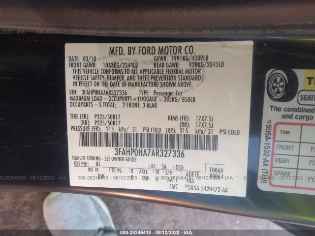 Photo 8 VIN: 3FAHP0HA7AR327336 - FORD FUSION 