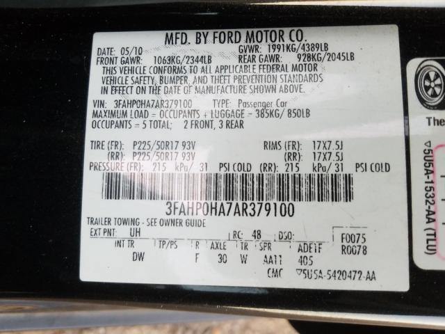 Photo 9 VIN: 3FAHP0HA7AR379100 - FORD FUSION SE 